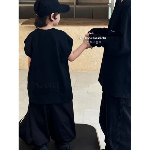 SS高級品牌韓國童裝男童微袖T恤2025新款兒童背心夏季中大童上衣
