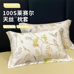 100%天絲枕套【一對裝】48x74cm冰絲枕頭套雙人萊塞爾床上用品