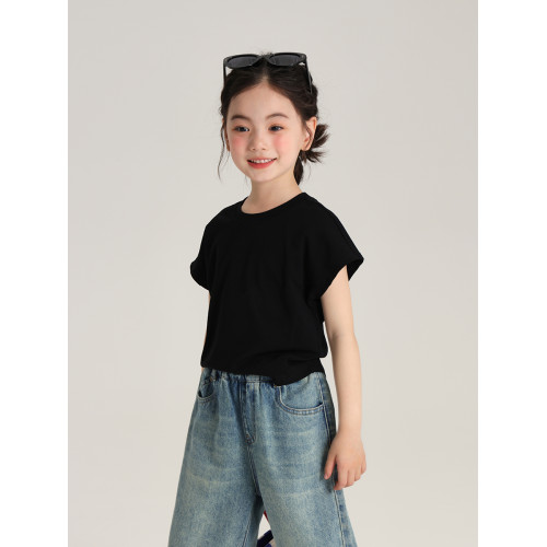布丁哈魯旗艦店童裝夏季打底衫2025新款女童短袖T恤上衣白色體恤