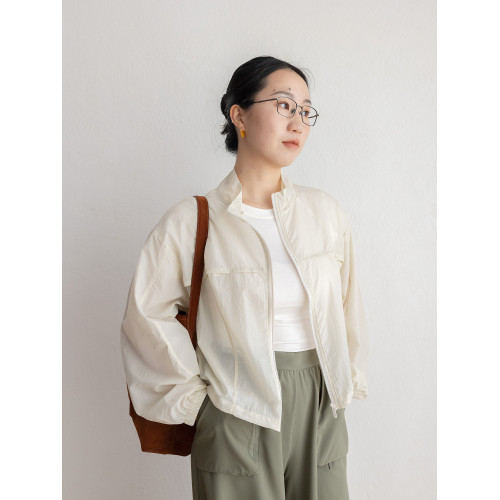 JENUNIQUE輕薄長袖防曬衣女2025新款休閒戶外運動寬松皮膚衣短款