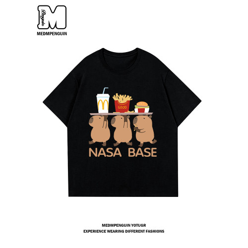 NASA BASE卡皮巴拉男童短袖t恤純棉2025夏季新款半袖兒童衣服套裝