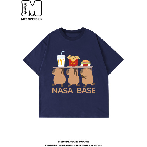 NASA BASE卡皮巴拉男童短袖t恤純棉2025夏季新款半袖兒童衣服套裝