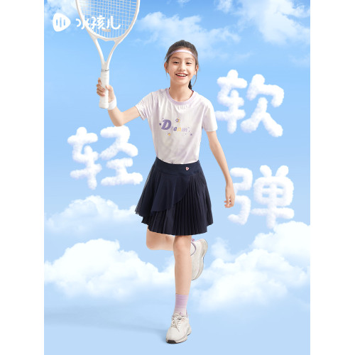 水孩兒女童短褲輕薄網紗2025夏裝新品百褶裙褲女寶運動網球褲子