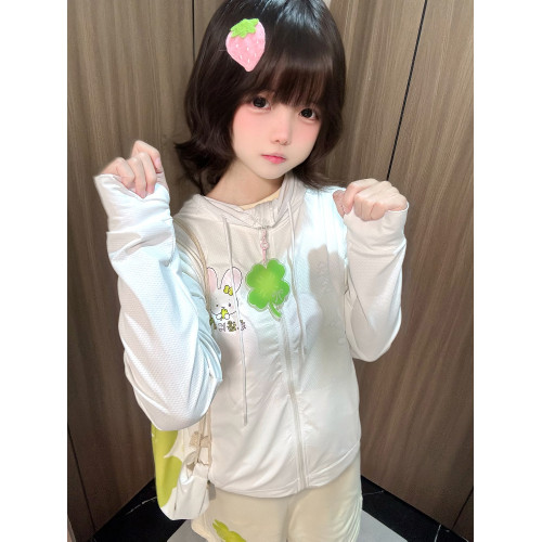 NEMU-原創幸運四葉草防曬衣春夏外套日系宅萌古早風女兒服宅宅萌