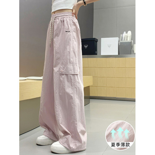 女童工裝褲夏季薄款褲子2025新款女大童寬松防蚊透氣直筒休閒褲