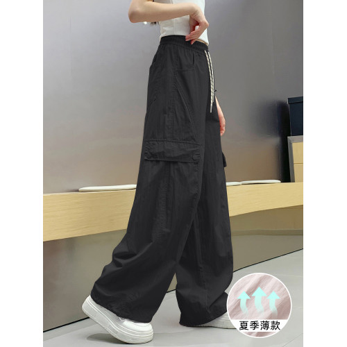 女童工裝褲夏季薄款褲子2025新款女大童寬松防蚊透氣直筒休閒褲
