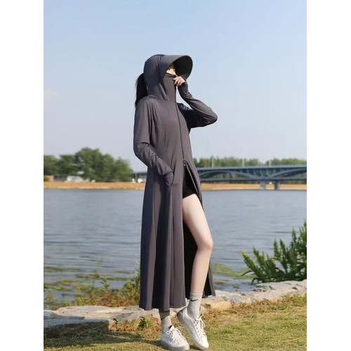 茉尋源紗長款防曬衣女夏季全身防紫外線連帽防曬服輕薄款加長外套
