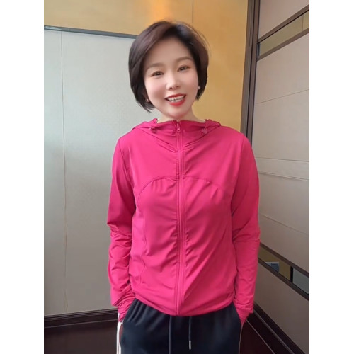2025夏季新款戶外冰感涼爽薄款防曬衣女連帽抽繩爆款修身顯瘦上衣