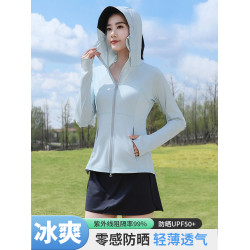 UPF50+冰絲防曬衣女夏季2025新款修身防紫外線輕薄面罩一體防曬服
