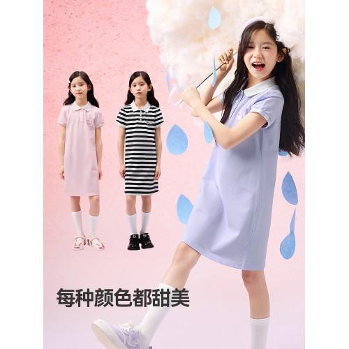 巴拉巴拉女童連衣裙兒童polo裙子中大童公主裙2025夏裝新款童裝潮
