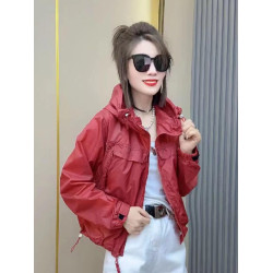 歐洲站防曬衣女潮款長袖連帽雙兜拉鍊純色時尚百搭寬松防曬外套