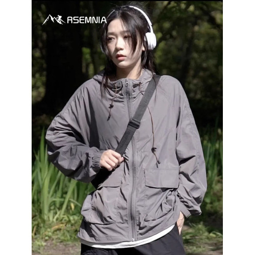 Rsemnia男女防曬衣山系運動女夏季輕薄透氣寬松戶外沖鋒衣外套潮