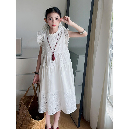 白色連衣裙女童2025新款女大童高級精緻公主裙夏季兒童裙子超好看