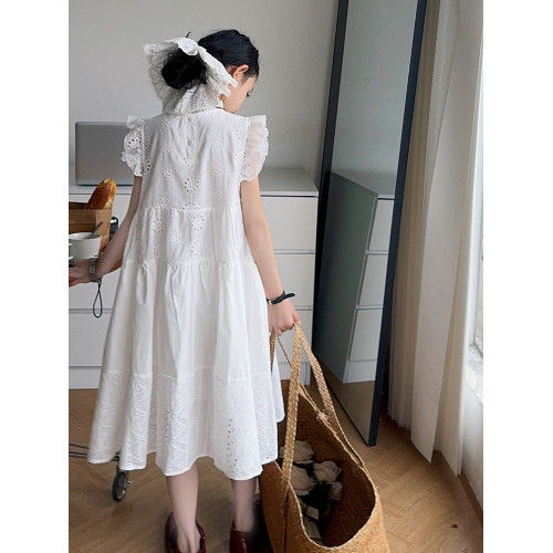 白色連衣裙女童2025新款女大童高級精緻公主裙夏季兒童裙子超好看