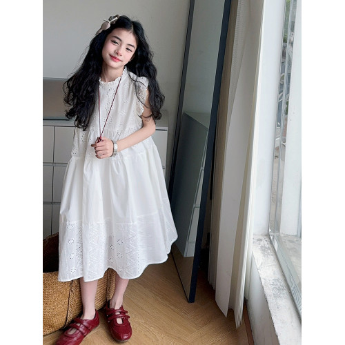 白色連衣裙女童2025新款女大童高級精緻公主裙夏季兒童裙子超好看