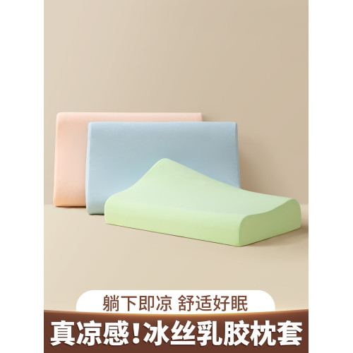 乳膠枕頭夏天專用枕套冰絲夏季涼感40cmx60cm成人單個一對裝輕奢