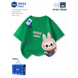 NASA卡通拉布布短袖T恤兒童夏裝2025新款男女中大童洋氣半袖上衣