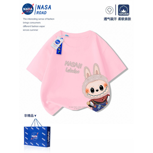 NASA卡通拉布布短袖T恤兒童夏裝2025新款男女中大童洋氣半袖上衣