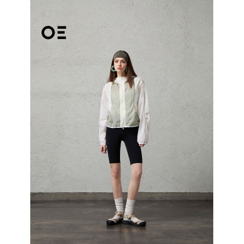 ORGANIC EMOTION 撞色女士短款防曬服新款防曬衣百搭連帽外套OE