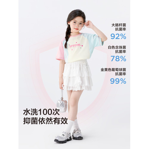 左西童裝女童短袖T恤純棉兒童夏季2026新款女孩撞色超好看半袖潮