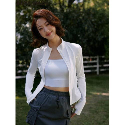 Basic House/百家好立領修身冰絲防曬衣女夏季薄款短款防曬服外套