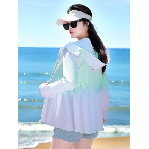 雲朵原紗防曬衣女2025夏新款冰絲涼感收腰顯瘦防紫外線時尚防曬服