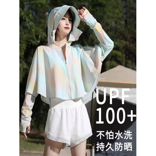德國速乾透氣防紫外線原紗短款防曬衣女款冰絲鬭篷戶外女UPF100