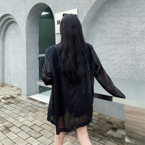 今年流行夏季薄款外搭黑色西裝外套女設計感寬松顯瘦薄長袖防曬衣