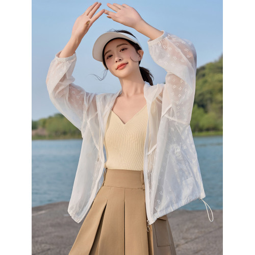 時尚輕薄防曬衣女2025新款夏季寬松顯瘦遮肉連帽防曬衫短外套上衣