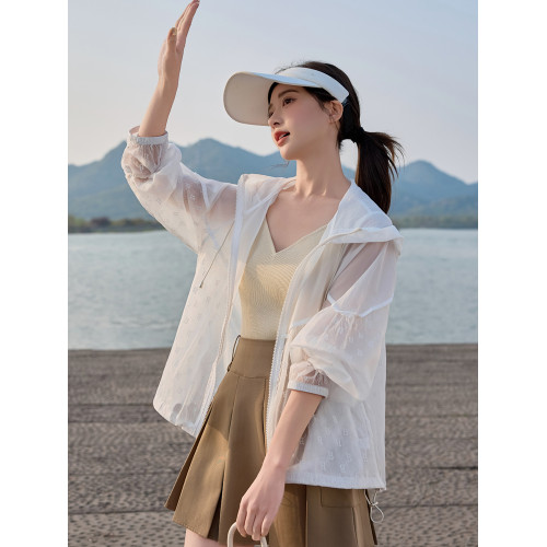 時尚輕薄防曬衣女2025新款夏季寬松顯瘦遮肉連帽防曬衫短外套上衣