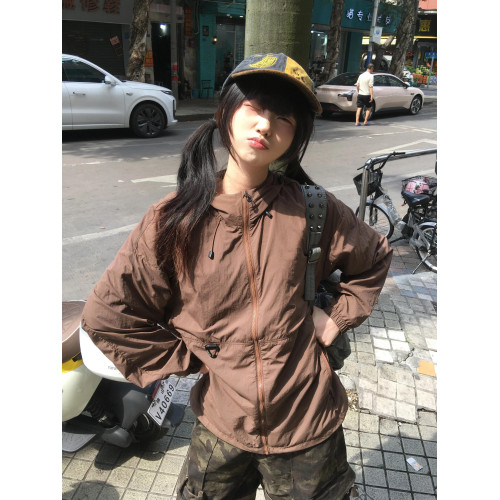 夏季防曬衣女2025新款美式復古寬松百搭輕薄透氣防紫外線防曬服潮