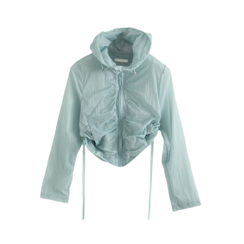 2026夏季新款顯瘦時尚洋氣褶皺小衆外套舒適清涼舒適連帽防曬衣女