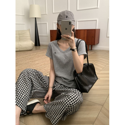 2025夏季女通勤設計感休閒褲百搭黑白格子松緊腰顯瘦濶腿褲九分褲