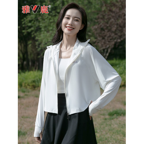 雅鹿冰絲防曬衣女2025新夏季防紫外線UPF50+輕薄涼感長袖短款外套