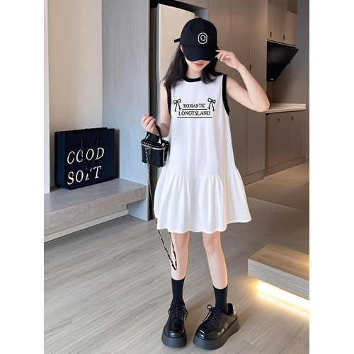 女童夏季連衣裙2025新款兒童洋氣無袖背心裙子中大童女孩公主裙潮