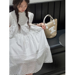 波拉bora韓國童裝甜美氣質女童蕾絲公主裙2025夏季洋氣女童連衣裙