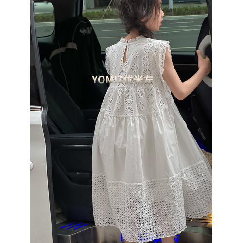 波拉bora韓國童裝甜美氣質女童蕾絲公主裙2025夏季洋氣女童連衣裙