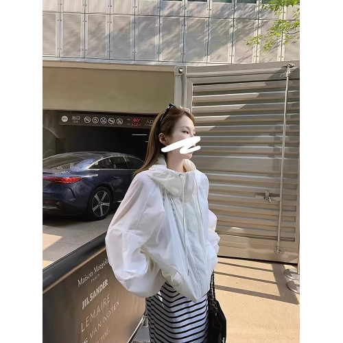 防紫外線防曬衣女2025夏季新款冰絲寬松休閒連帽抽繩休閒透氣外套