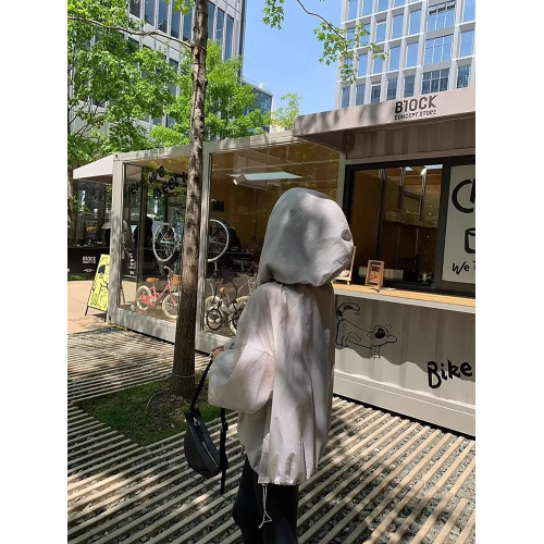 防紫外線防曬衣女2025夏季新款冰絲寬松休閒連帽抽繩休閒透氣外套
