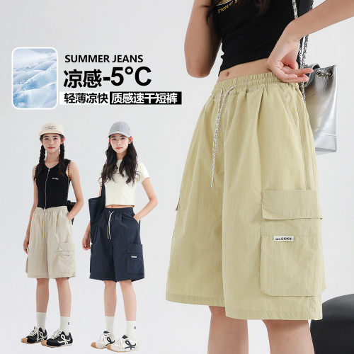 短褲女童夏薄款外穿2025新款洋氣初中生休閒工裝五分褲女大童褲子