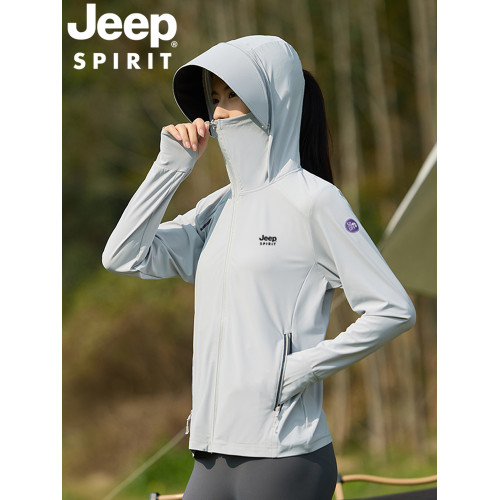 JEEP吉普冰絲防曬衣女2025新款夏季防曬服大帽簷防紫外線薄男外套