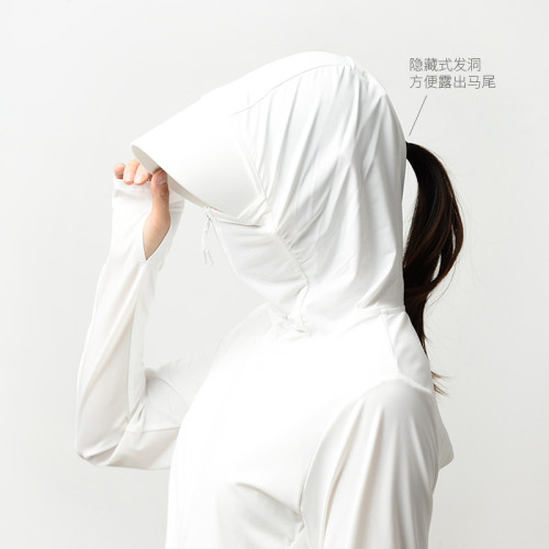 UPF50+戶外防紫外線透氣防曬衣 女士連帽開衫薄軟軟糯外套k