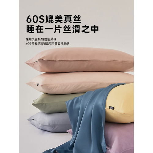 五星級酒店60支蘭精天絲純色枕套真絲枕頭套夏季冰絲一對裝內膽套