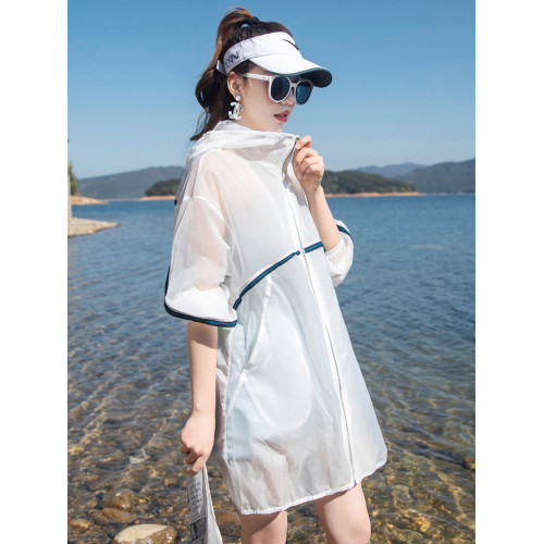 2025新款時尚中長款防曬衣女款夏季寬松顯瘦透氣長袖薄外套防曬服