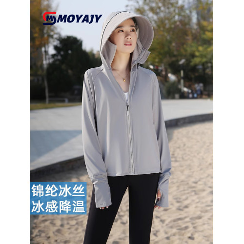 MOYAJY品牌防曬衣女款夏季薄防紫外線透氣大帽簷遮臉一體新防曬服