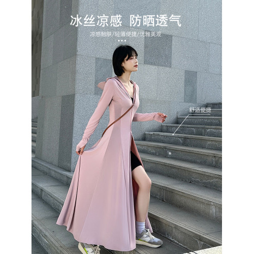長款全身冰絲防曬衣女裙夏季2025新款修身防紫外線防曬服輕薄外套