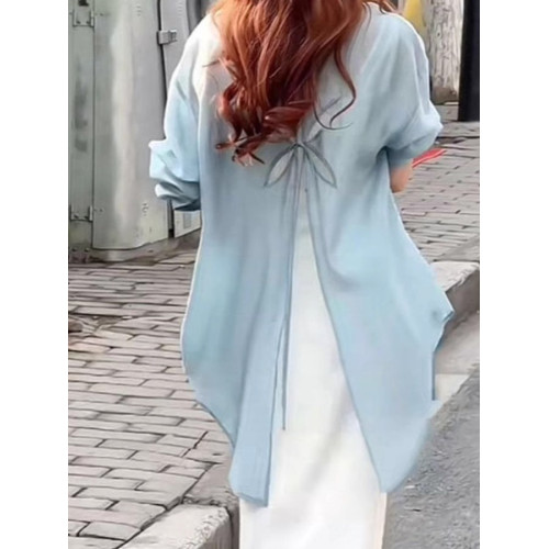 英國VICTORIA'S MISS防曬衣女2025新款夏季防紫外線開叉天絲襯衫