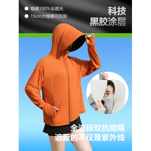 大帽簷冰絲防曬衣女雙頭拉鍊戶外防紫外線騎車防曬外套大碼防曬服