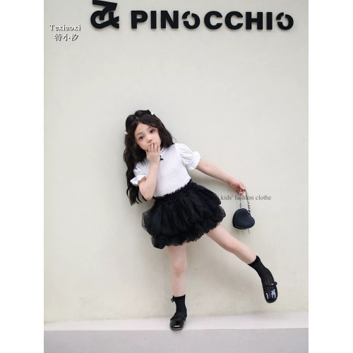 Txxkids特小汐女童25夏季甜美花苞半身短裙網紗蓬蓬半裙百搭款裙