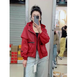 歐洲站防曬衣女潮款長袖連帽雙兜拉鍊小衆時尚百搭短款薄防曬外套